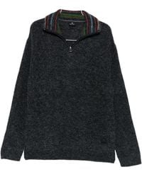 Paul Smith - Ps Half-Zip Striped-Collar Jumper - Lyst