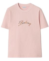 Burberry - Logo Checked Crewneck T-Shirt - Lyst