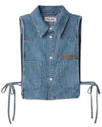Miu Miu - Cropped Chambray Tie Shirt - Lyst