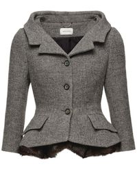 Magda Butrym - Tailored Blazer With Faux Fur Peplum - Lyst
