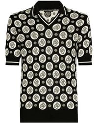 Dolce & Gabbana - Logo-Print Silk Polo Shirt - Lyst