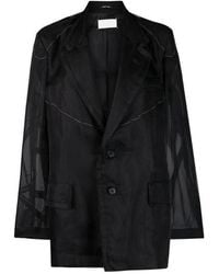 Maison Margiela - Sheer Sleeve Single Breasted Blazer - Lyst