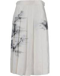 Thom Browne - Pleated Bird Printed Midi Skirt - Lyst
