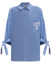 Twinset - Pinstriped Tie-Fastened Shirt - Lyst