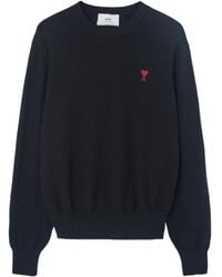 Ami Paris - Logo Embroidered Crewneck Jumper - Lyst