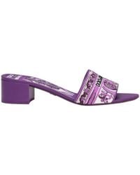 Dolce & Gabbana - Maiolica Embroidered Almond-Toe Sandals - Lyst