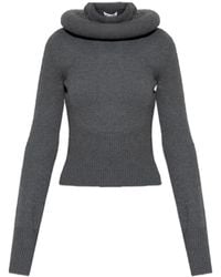 Alaïa - Alaïa Sculptural Hood Ribbed Knit Jumper - Lyst