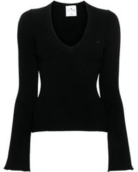 Courreges - Courrèges V-Neck Ribbed-Knit Jumper - Lyst