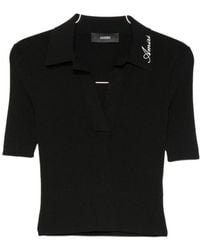 Amiri - Script Rib Knit Ss Polo Shirt - Lyst