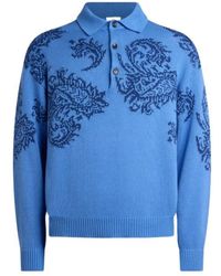 Etro - Cotton Jacquard Polo Sweater With Inlays - Lyst