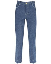 Tory Burch - High Rise Cropped Jeans - Lyst