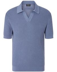 ZEGNA - Jacquard Knit Buttonless Polo Shirt - Lyst