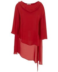 Valentino - Cape-Style Scarf-Detail Silk Top - Lyst