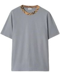 Burberry - Checked-Trim Crewneck T-Shirt - Lyst