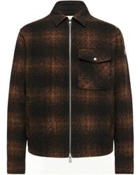 Moncler - Check Jersey Zip-Up Shirt - Lyst