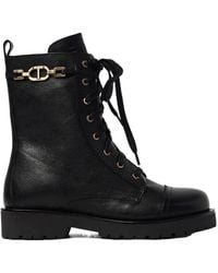 Twinset - Chain And Oval T Leather Combat Boots - Lyst
