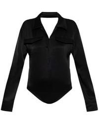 Courreges - Courrèges Backless Satin Shirt Bodysuit - Lyst