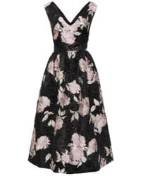 Monique Lhuillier - Floral Jacquard Midi Dress - Lyst