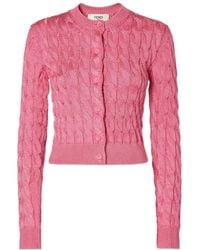 Fendi - Cable-Knit Cardigan - Lyst