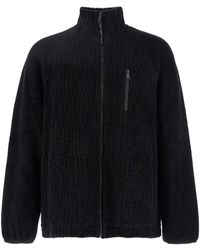 Fendi - Ff Pattern High-Neck Zipped Sweatshirt - Lyst