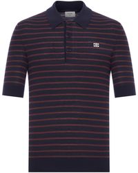 Celine - Striped Polo With Logo - Lyst