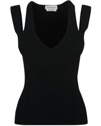 McQueen - V-Neck Cut Out Knitted Top - Lyst