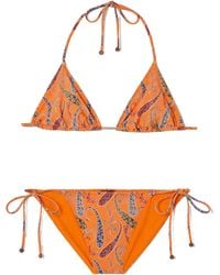 Etro - Embellished Paisley-Print Triangle Bikini - Lyst