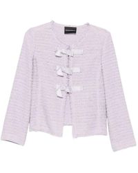 Emporio Armani - Bow-Embellished Boucle Jacket - Lyst