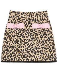 Valentino - Bow Detailed Animal Patterned Skirt - Lyst