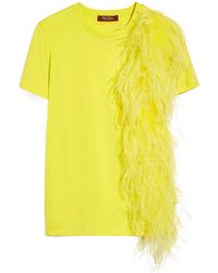 Max Mara - Studio Feather Detailed Crewneck T-Shirt - Lyst