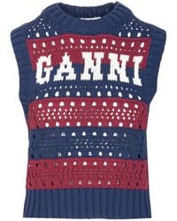 Ganni - Striped Knitted Vest - Lyst