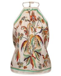 Etro - Floral-Print Halter-Neck Blouse - Lyst