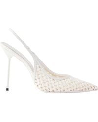 Paris Texas - Lidia 105 Leather-Trimmed Straw Slingback Pumps - Lyst
