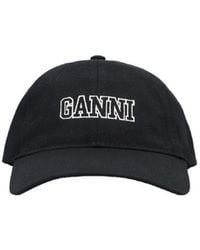 Ganni - Logo-Embroidered Cotton Baseball Cap - Lyst