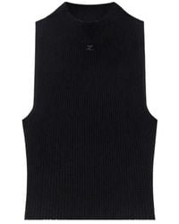 Courreges - Courrèges Mock-Neck Cropped Ribbed Tank Top - Lyst