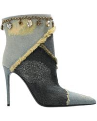 Dolce & Gabbana - Embellished Pointed Toe Denim Pumps - Lyst