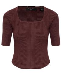 AllSaints - Square Neck Rib Knit Top - Lyst