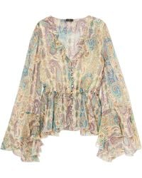 Etro - Ruffled Paisley Print Shirt - Lyst