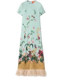 La DoubleJ - La Doublej Swing Feather-Trim Dress - Lyst