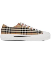 Burberry - Checked Lace-Up Sneakers - Lyst