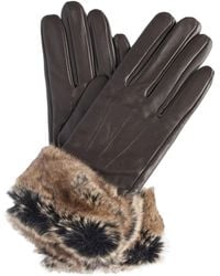 Barbour - Fur Trimmed Leather Gloves - Lyst