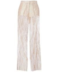Blumarine - Lace-Trimmed Satin Wide-Leg Pants - Lyst