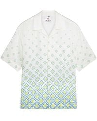 CASABLANCA - Printed Silk Satin Halftone Logo Shirt - Lyst