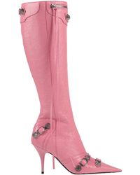Balenciaga - Shiny Pointed-Toe Leather Boots - Lyst