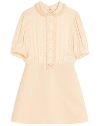 Valentino - Ruffle Detailed Half-Sleeved Mini Dress - Lyst