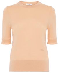 Chloé - Chloé Ribbed Elbow-Sleeve Knitted Sweater - Lyst