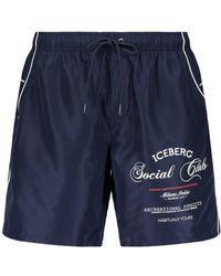 Iceberg - Logo Print Swim Shorts - Lyst
