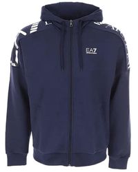 EA7 - Hooded Zipper Sweater - Lyst