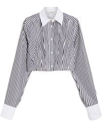 Sportmax - Striped Poplin Cropped Shirt - Lyst