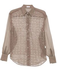 Brunello Cucinelli - Sequin-Embellished Semi-Sheer Shirt - Lyst